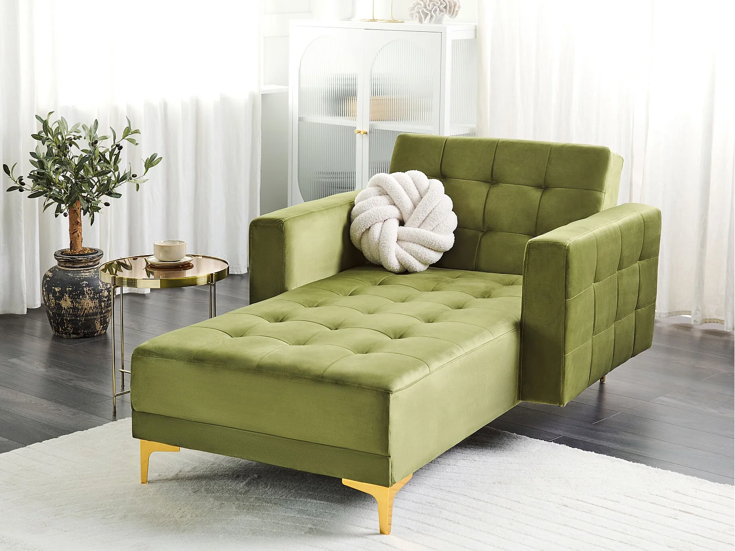 Chaise longue ABERDEEN Velours Vert