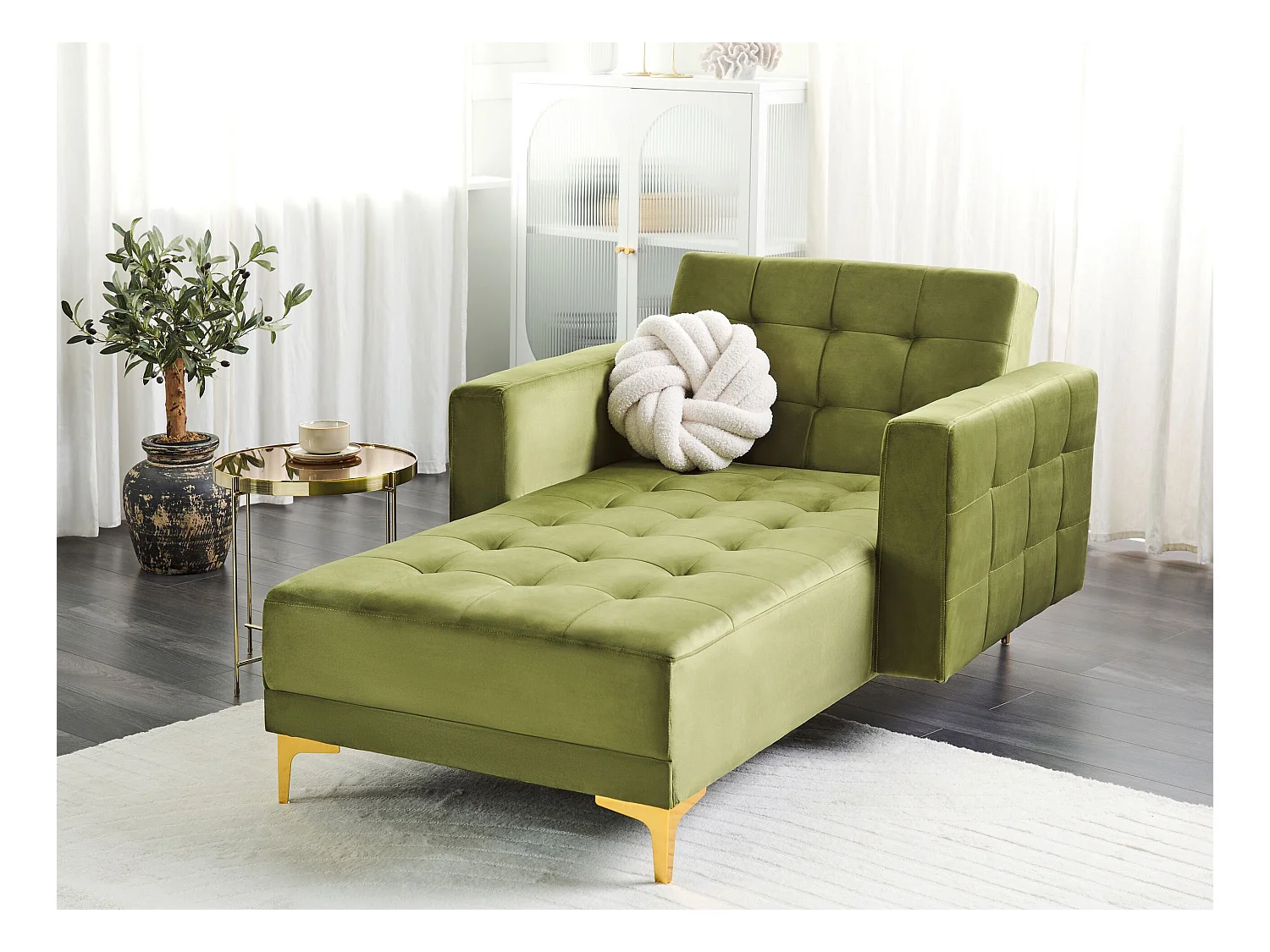 Chaise longue ABERDEEN Velours Vert