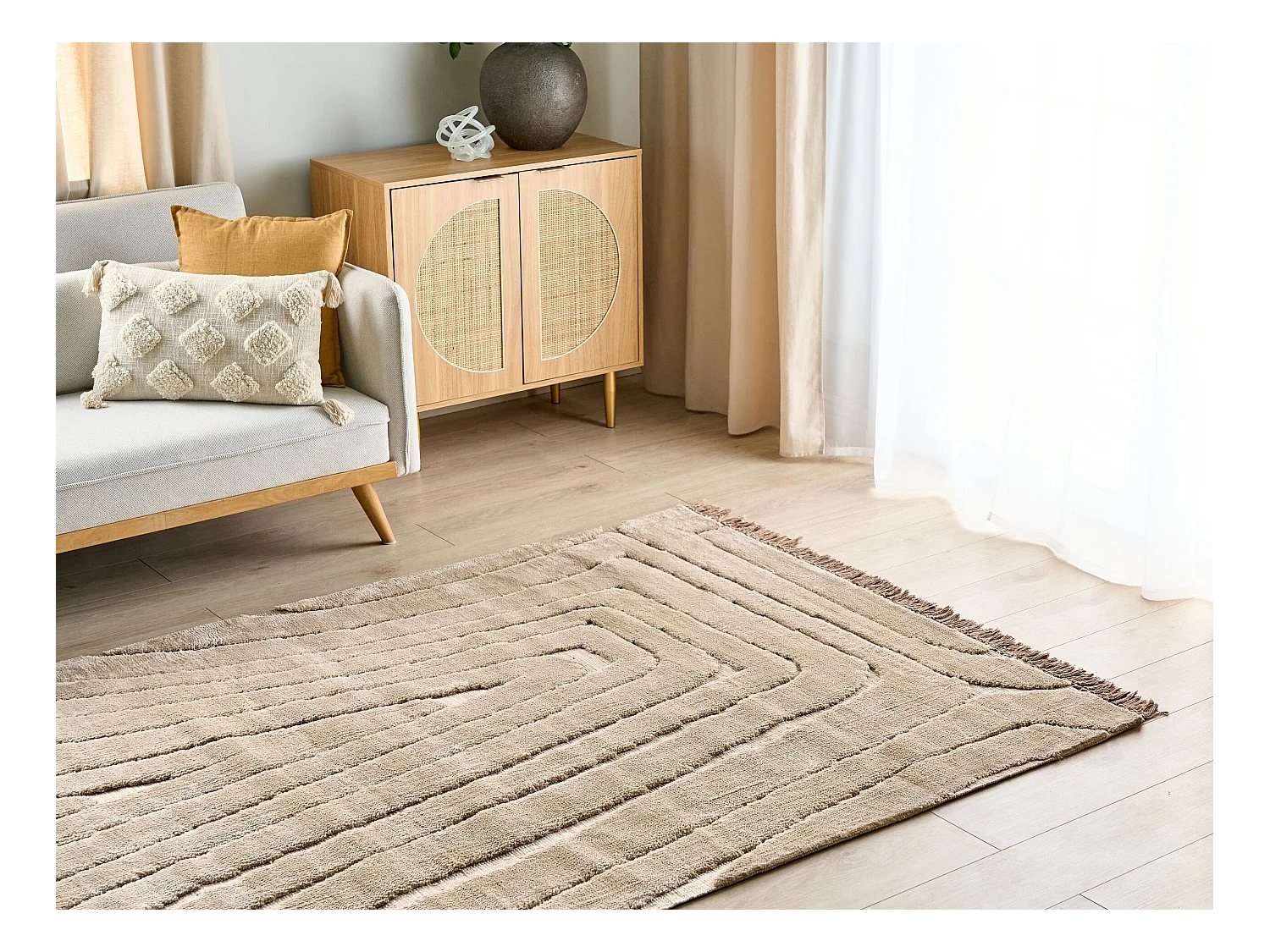 Vloerkleed polyester beige 160 x 230 SAZOO