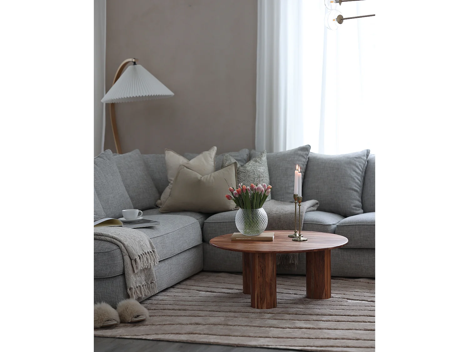 Teppich beige 160 x 230 cm mit Fransen Kurzflor SAZOO