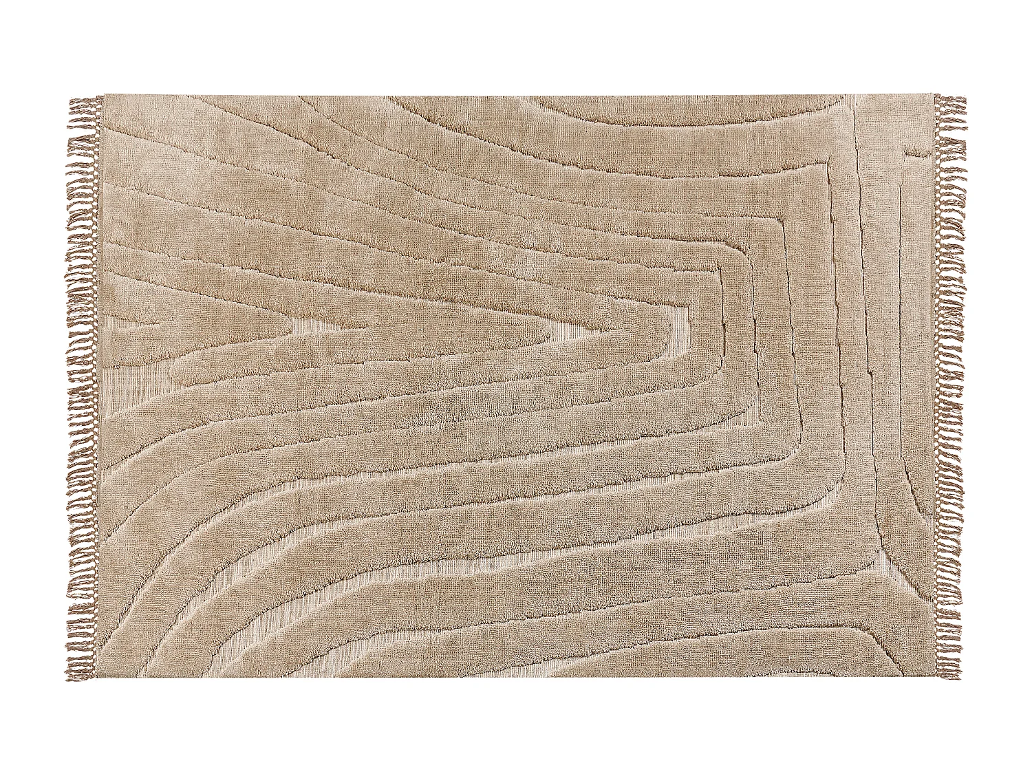 Teppich beige 160 x 230 cm mit Fransen Kurzflor SAZOO