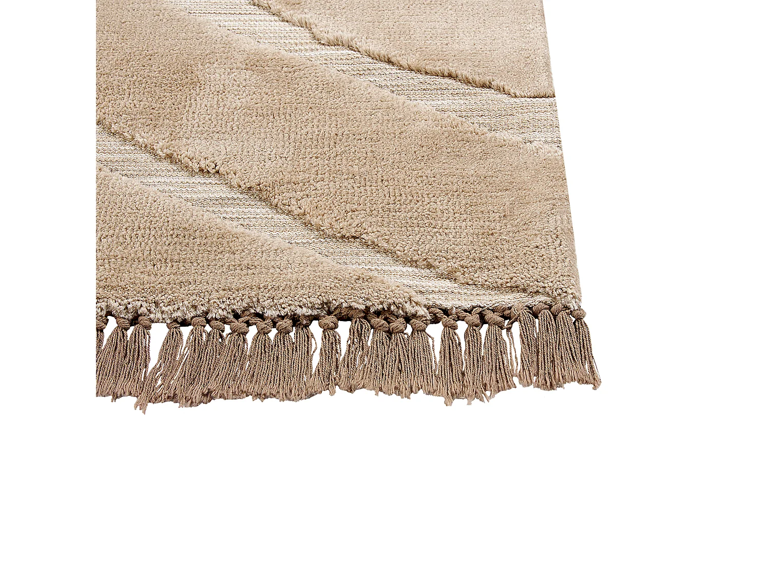 Teppich beige 160 x 230 cm mit Fransen Kurzflor SAZOO