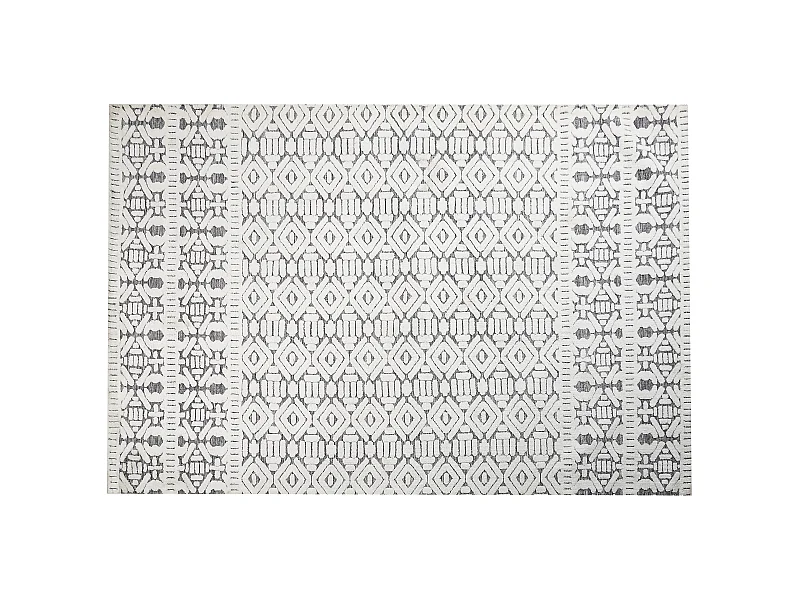Wohnzimmer Teppich weiß / grau rechteckig 200x300 cm geometrisches Muster Sibi