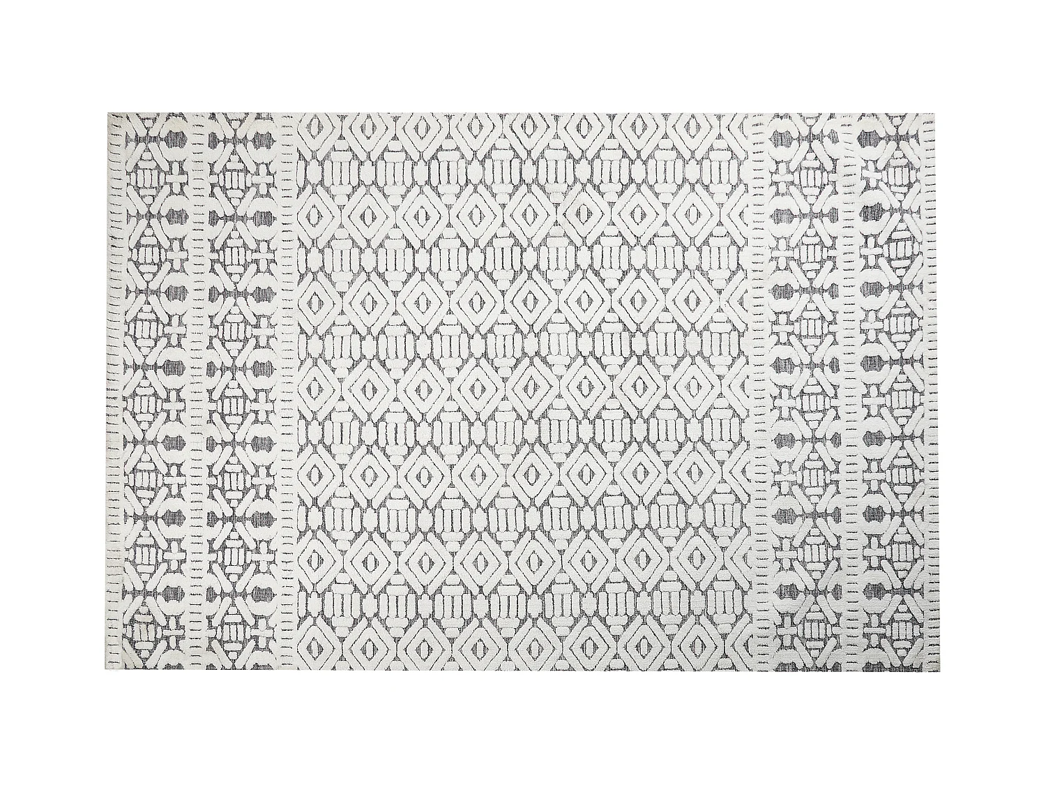 Wohnzimmer Teppich weiß / grau rechteckig 200x300 cm geometrisches Muster Sibi