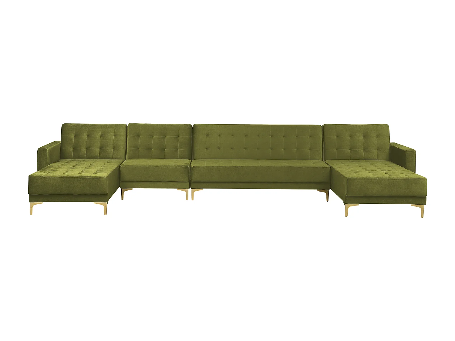 Modulaire U-vormige slaapbank ABERDEEN Fluweel Groen Met ottomaan 6-zitter
