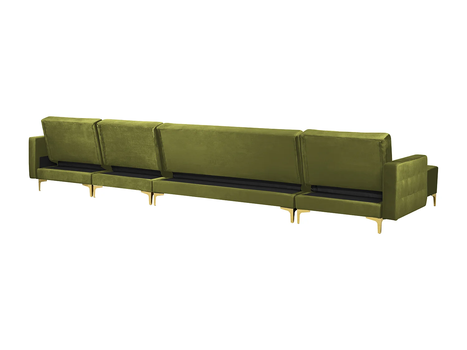 Modulaire U-vormige slaapbank ABERDEEN Fluweel Groen Met ottomaan 6-zitter