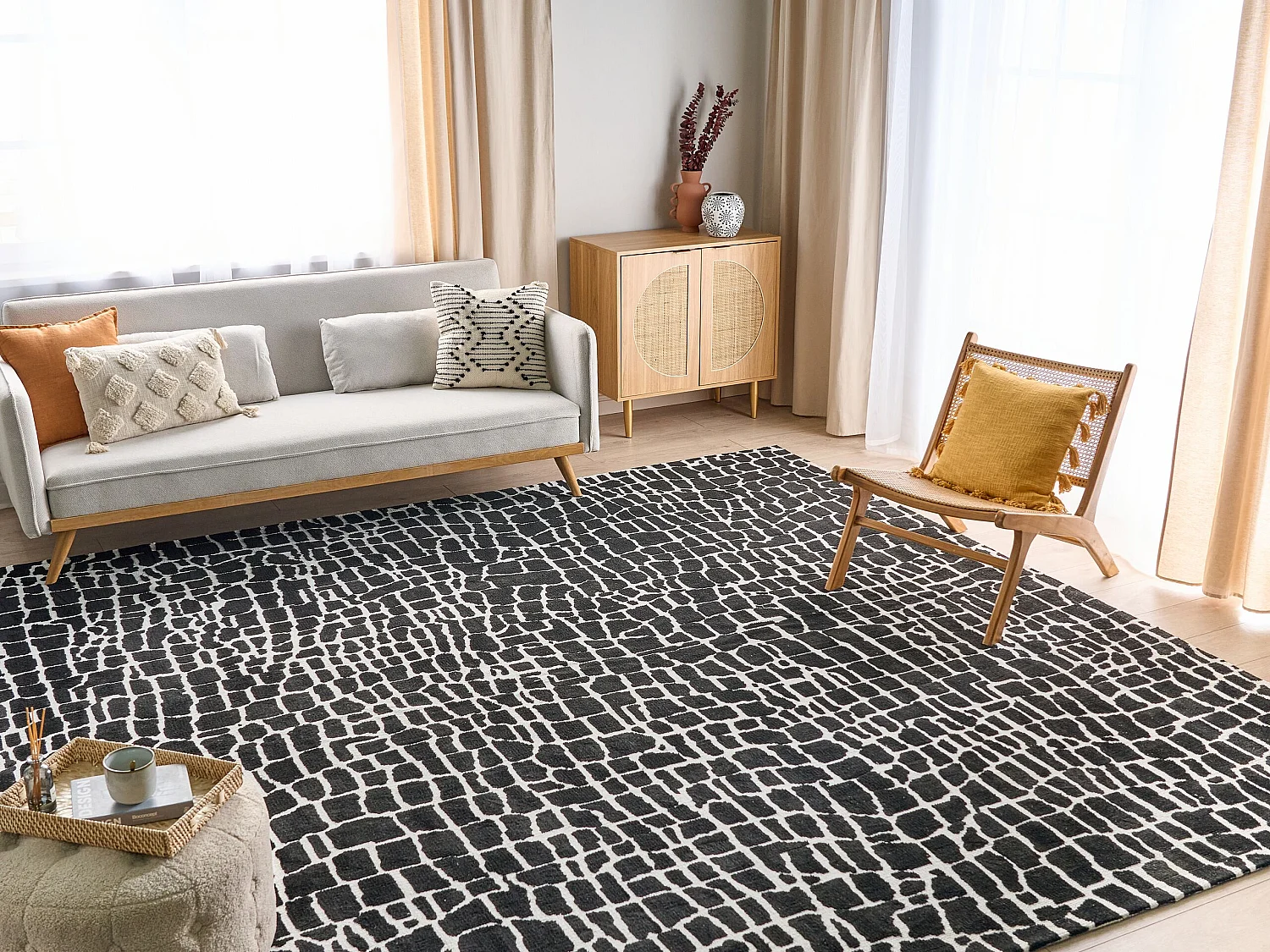 Tappeto bianco e nero 300 x 400 cm PUNGE