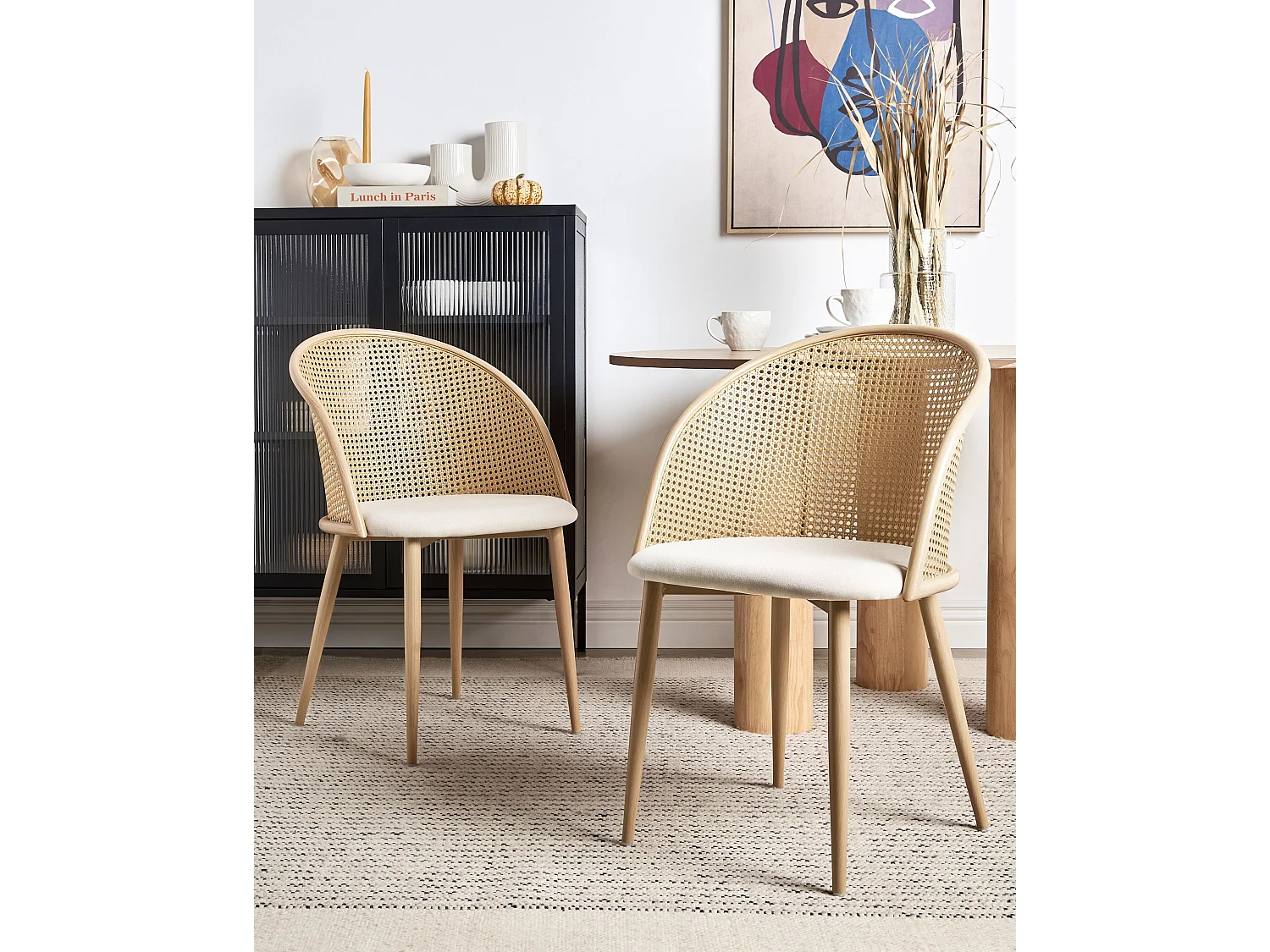 Conjunto de 2 sillas de comedor CORNELL Metal Madera clara