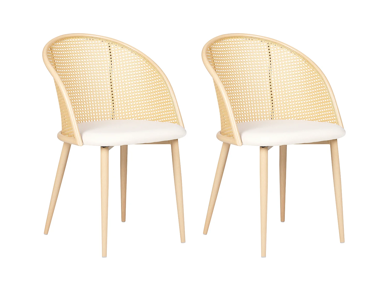 Lot de 2 chaises de salle à manger CORNELL Métal Beige clair