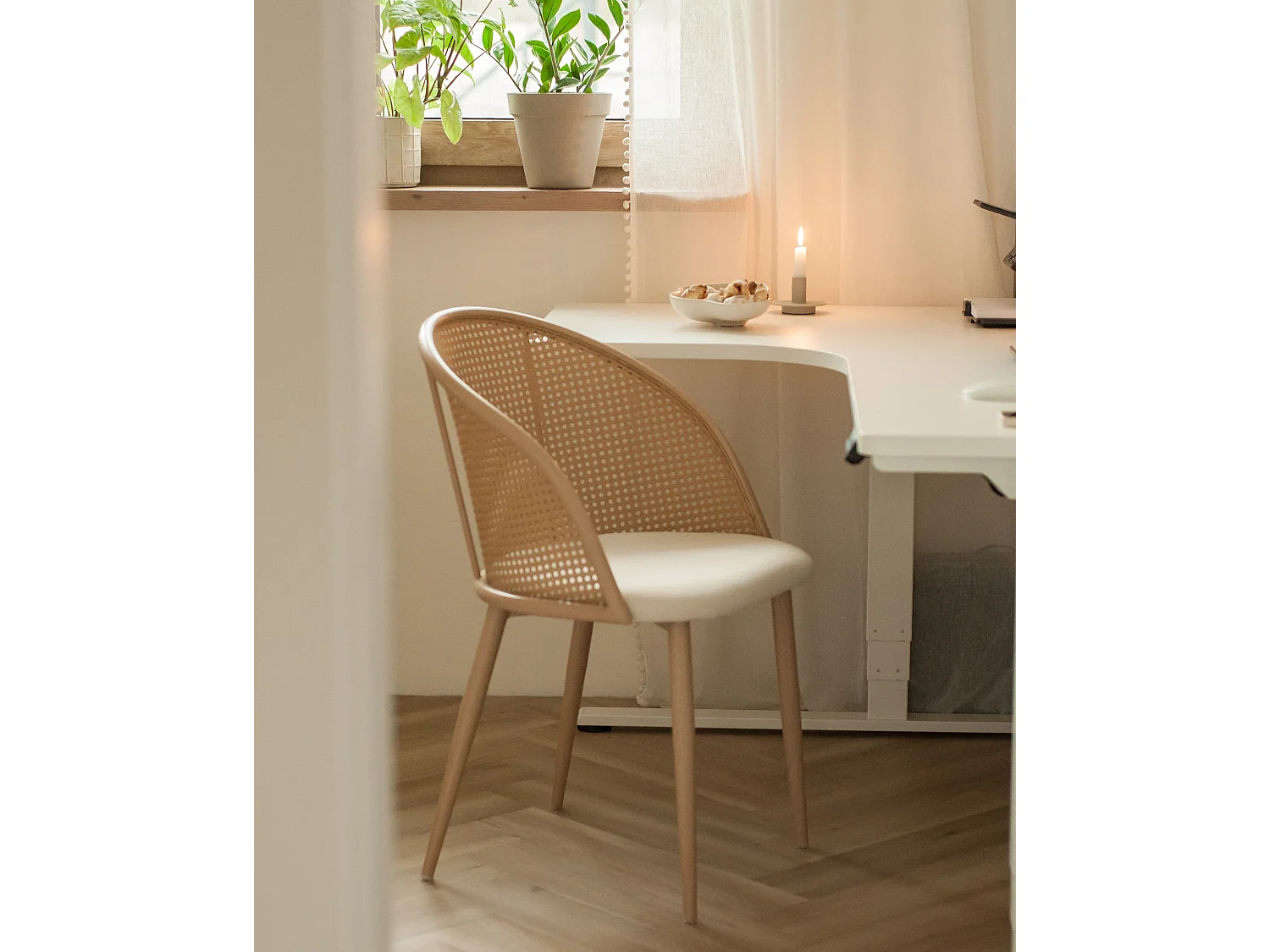 Lot de 2 chaises de salle à manger CORNELL Métal Marron clair