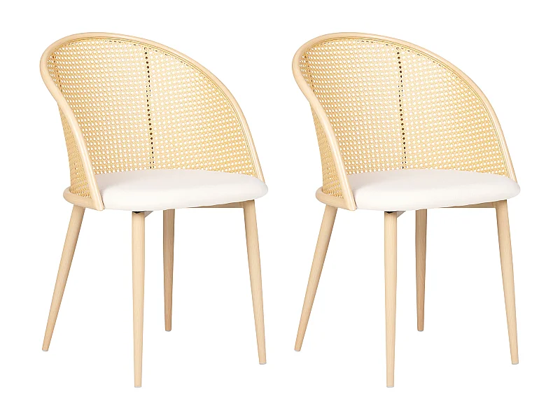 Lot de 2 chaises de salle à manger CORNELL Métal Beige clair
