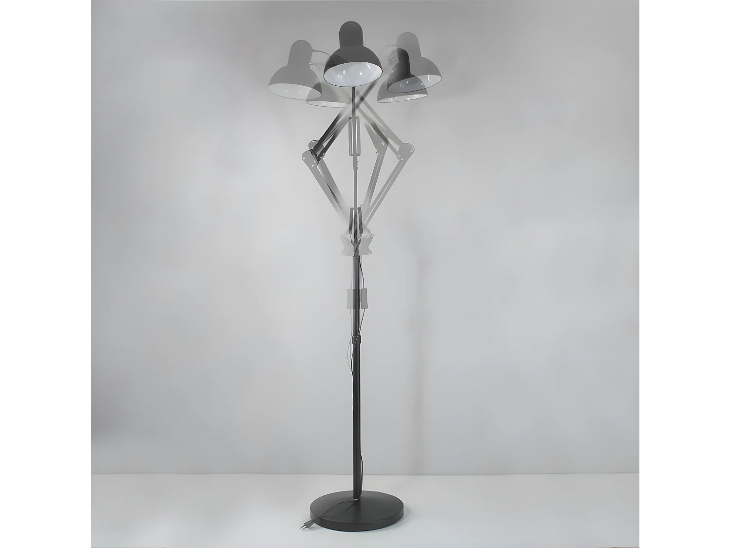 Lámpara de pie articulable Avati estilo retro vintage - Metal 1xE27  - Negro