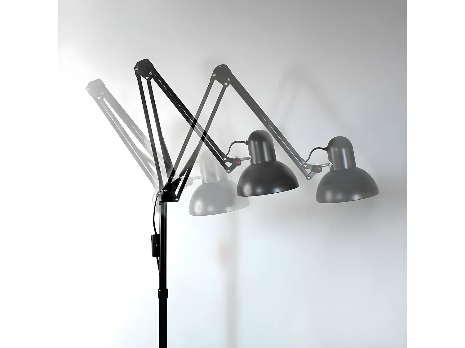 Lámpara de pie articulable Avati estilo retro vintage - Metal 1xE27  - Negro