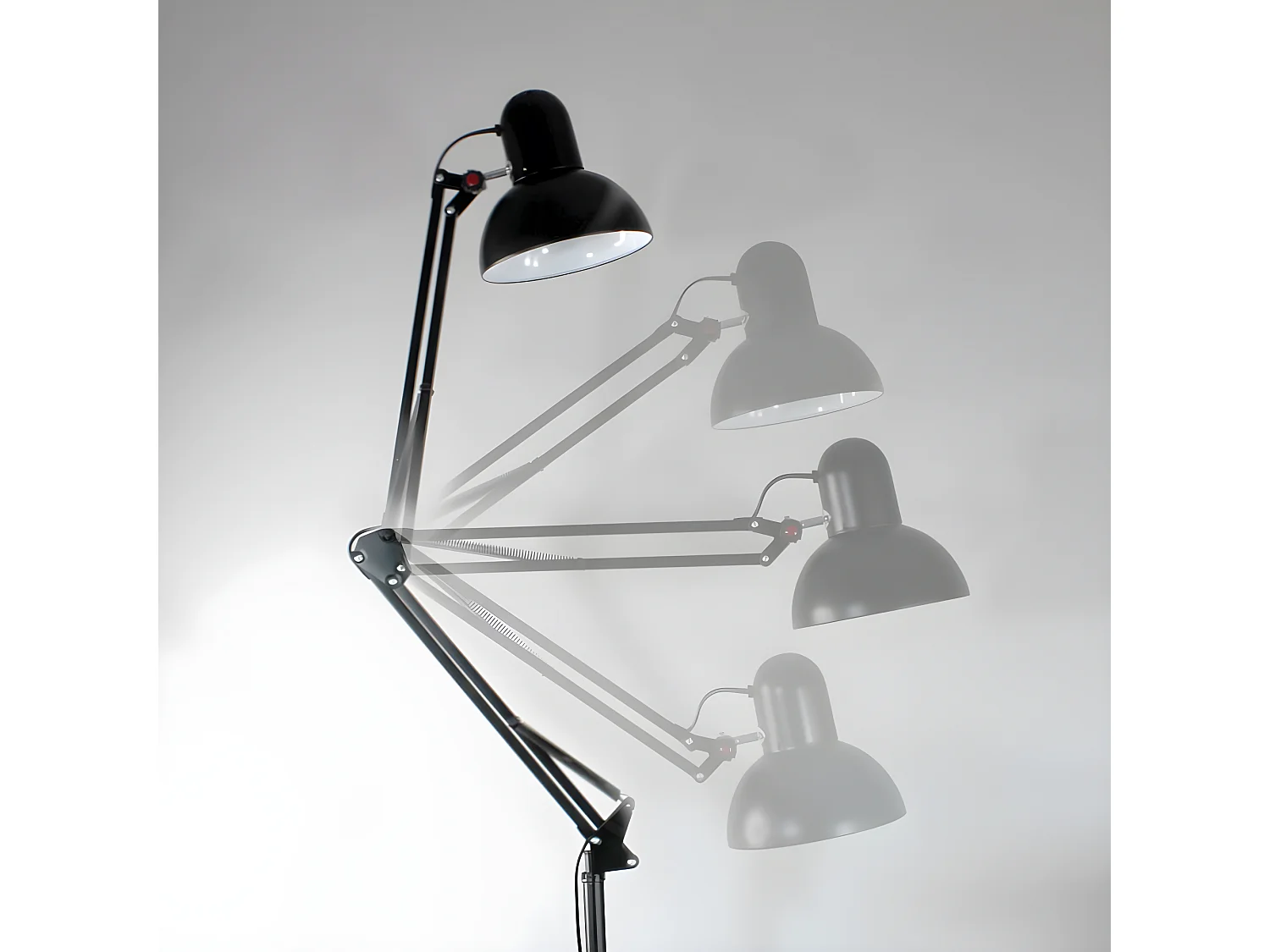 Avati retro vintage stijl scharnierende vloerlamp - Metaal 1xE27 - Zwart