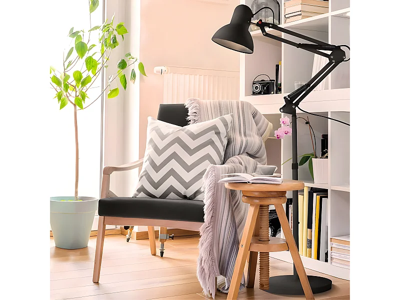 Lampada da terra snodabile Avati stile retrò vintage - Metallo 1xE27 - Nero