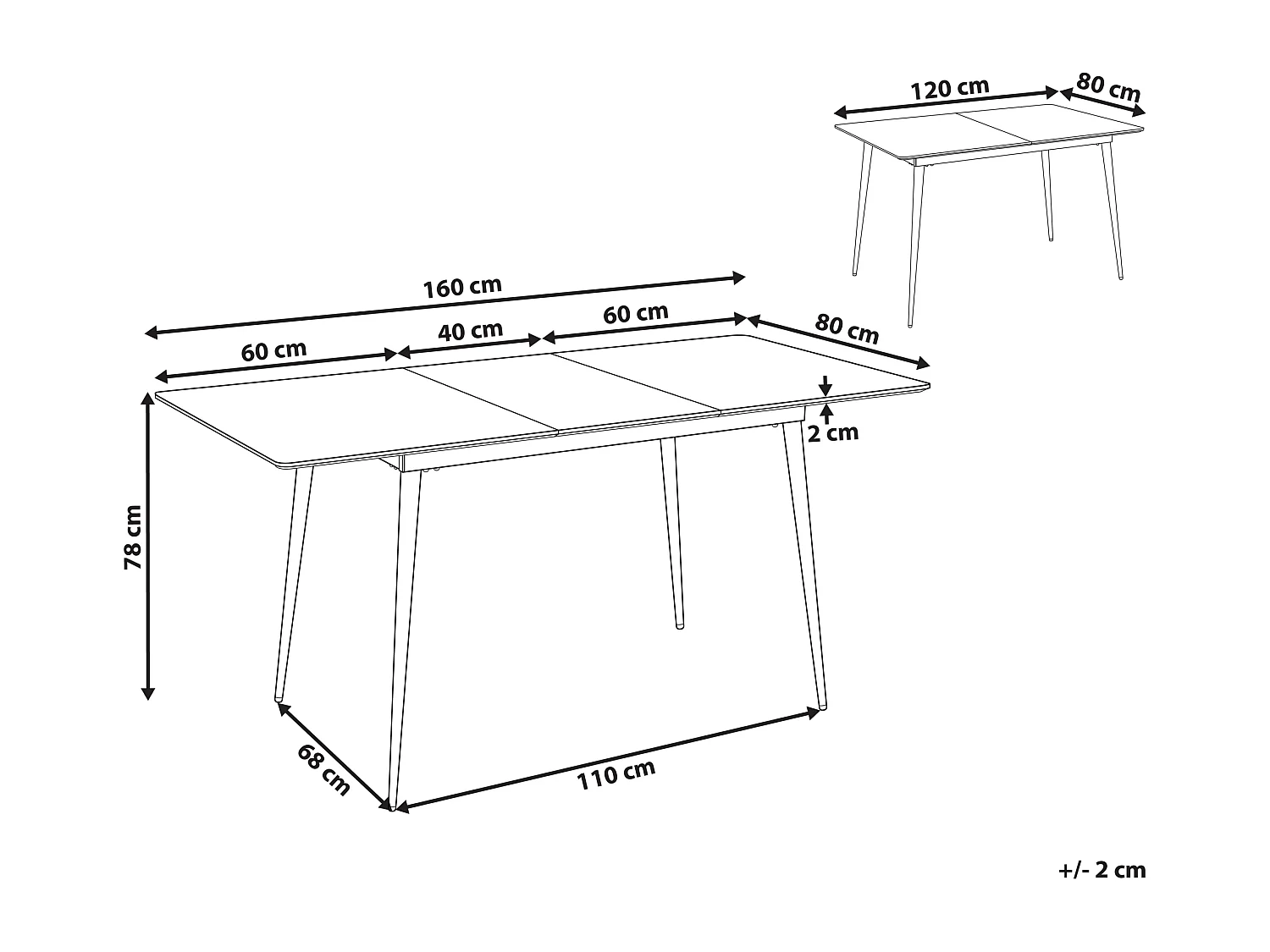 Table de salle à manger extensible GELANDA Gris 120/160 cm 80 cm