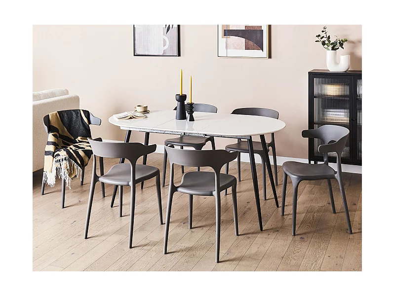 Tavolo da pranzo estensibile STAVERTON Bianco 120/160 cm 80 cm