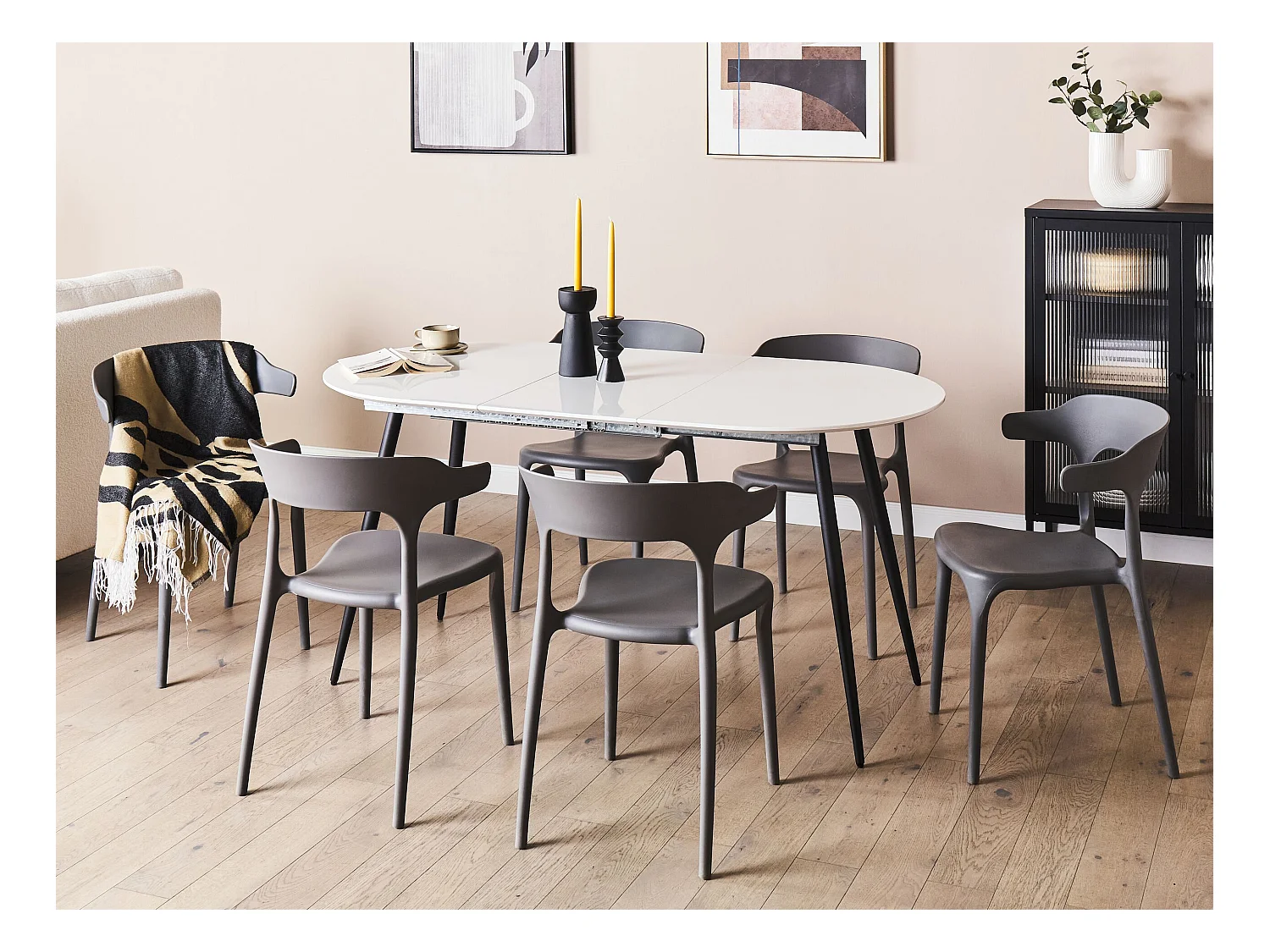 Tavolo da pranzo estensibile STAVERTON Bianco 120/160 cm 80 cm