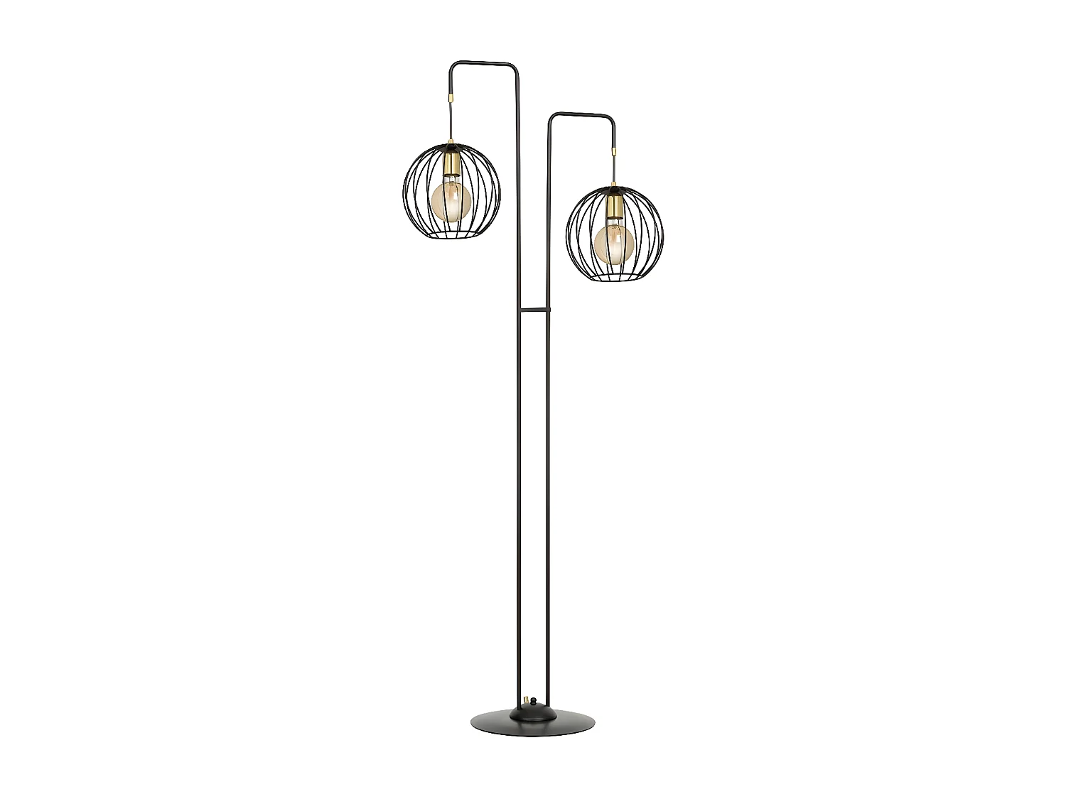 Balora vloerlamp met 2 ronde metalen kappen H155cm 2xE27 - Zwart
