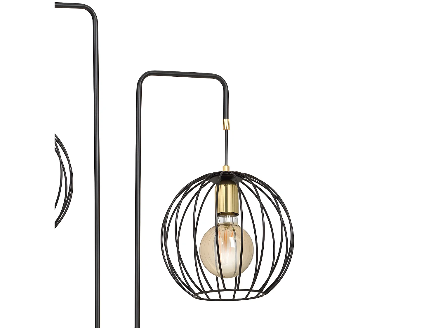 Balora vloerlamp met 2 ronde metalen kappen H155cm 2xE27 - Zwart