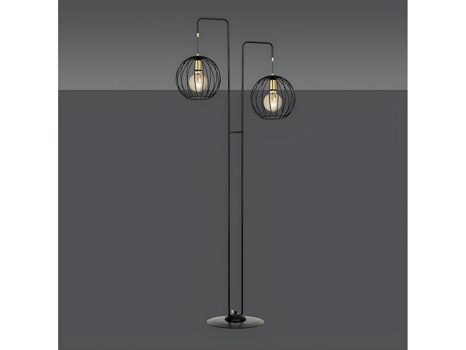 Balora vloerlamp met 2 ronde metalen kappen H155cm 2xE27 - Zwart