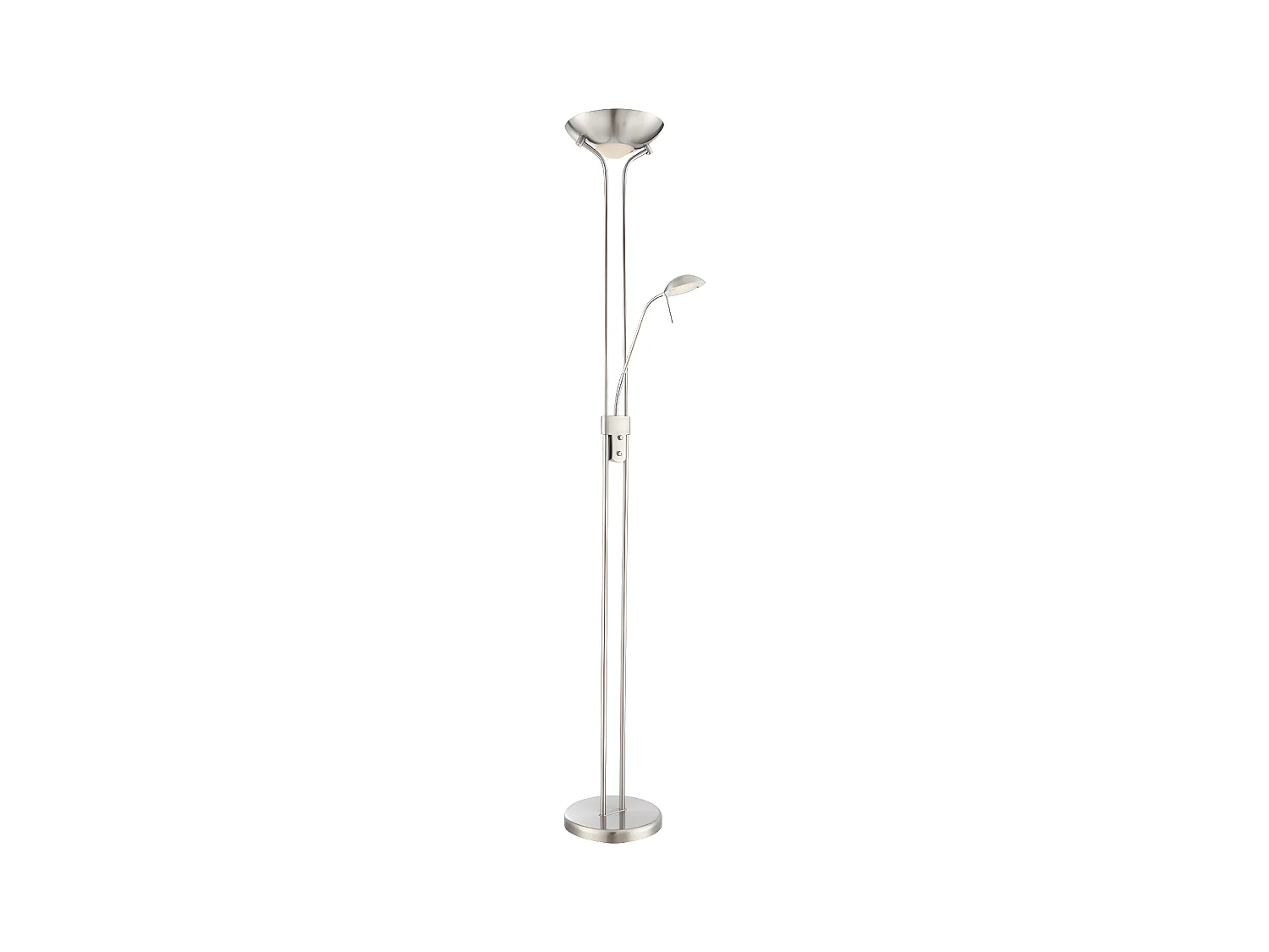 Lampadaire LED et liseuse orientable Olimpia 18W+5W H180cm - Nickel