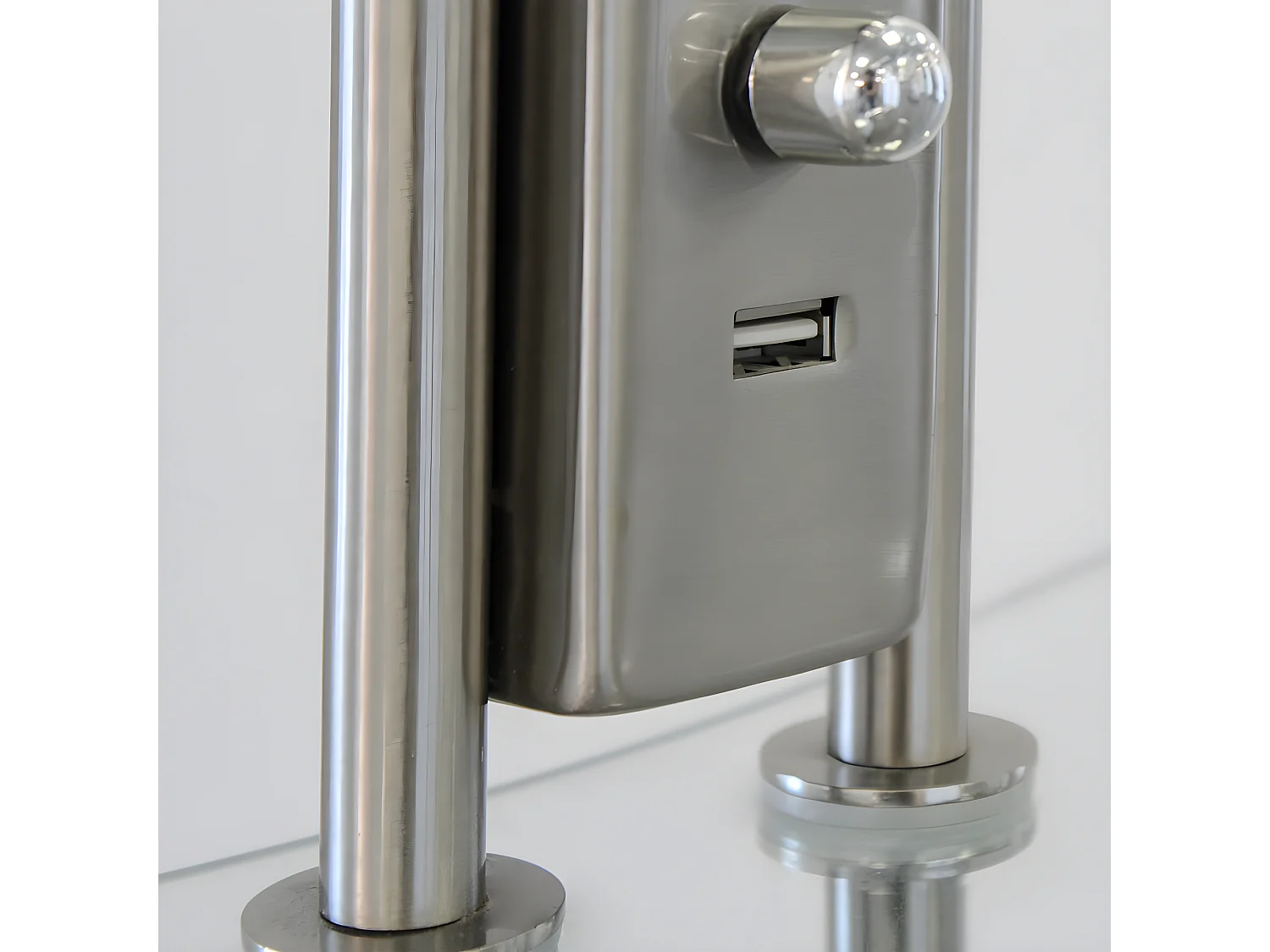 LED-Stehleuchte mit Olimpia-Regal und verstellbarem Lesearm 18W+5W H180cm - Nickel