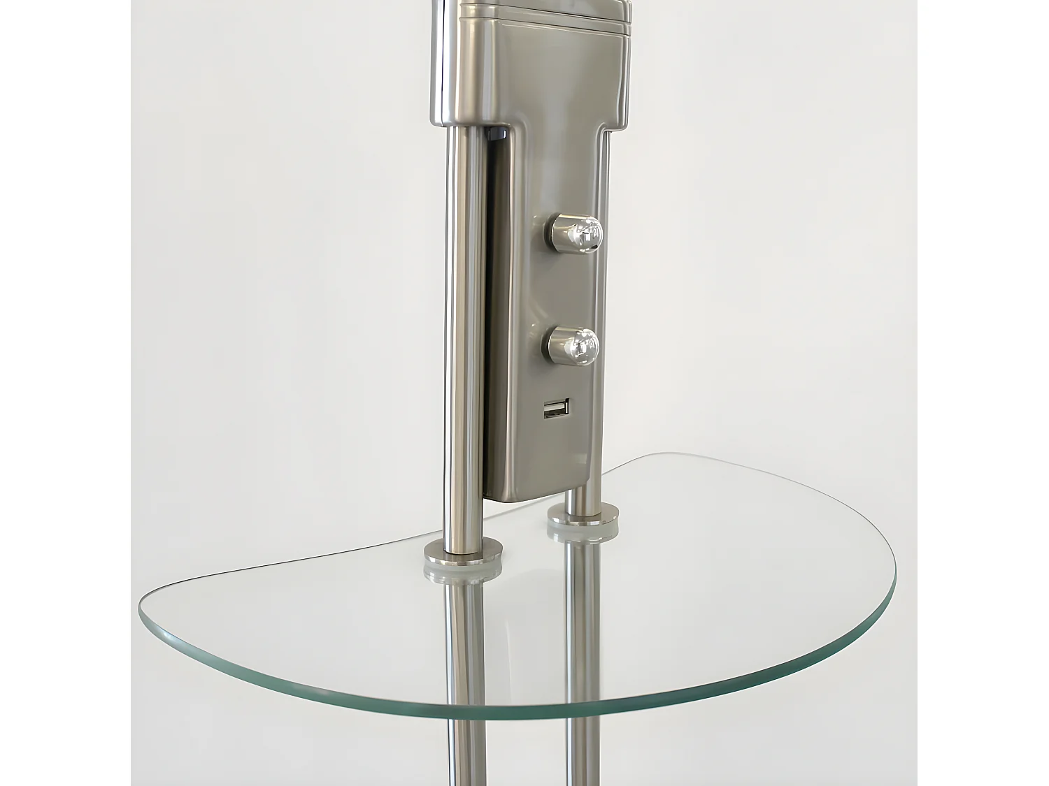 LED-Stehleuchte mit Olimpia-Regal und verstellbarem Lesearm 18W+5W H180cm - Nickel