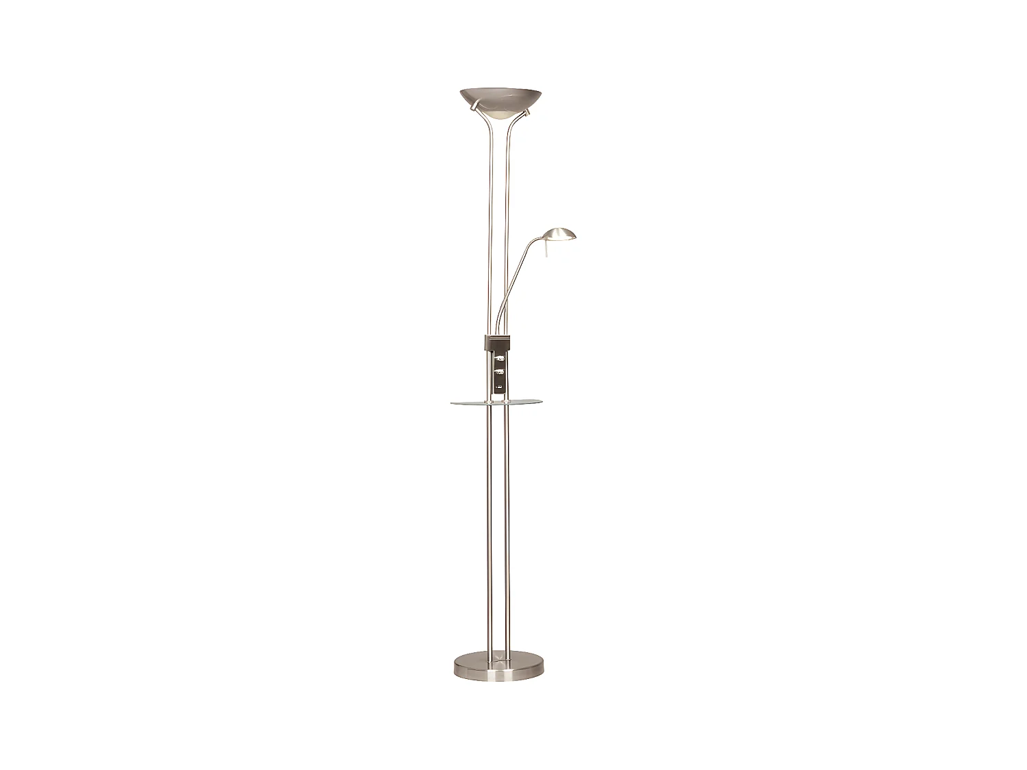 Lampada da terra a LED con mensola Olimpia e braccio lettura orientabile H180cm - Nichel