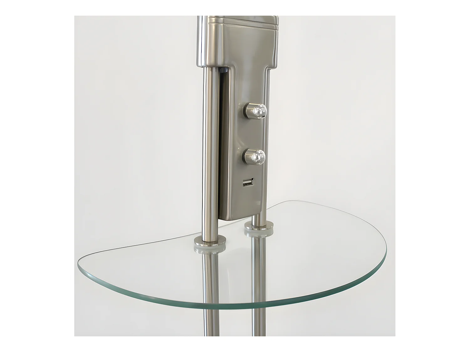 Lampada da terra a LED con mensola Olimpia e braccio lettura orientabile H180cm - Nichel