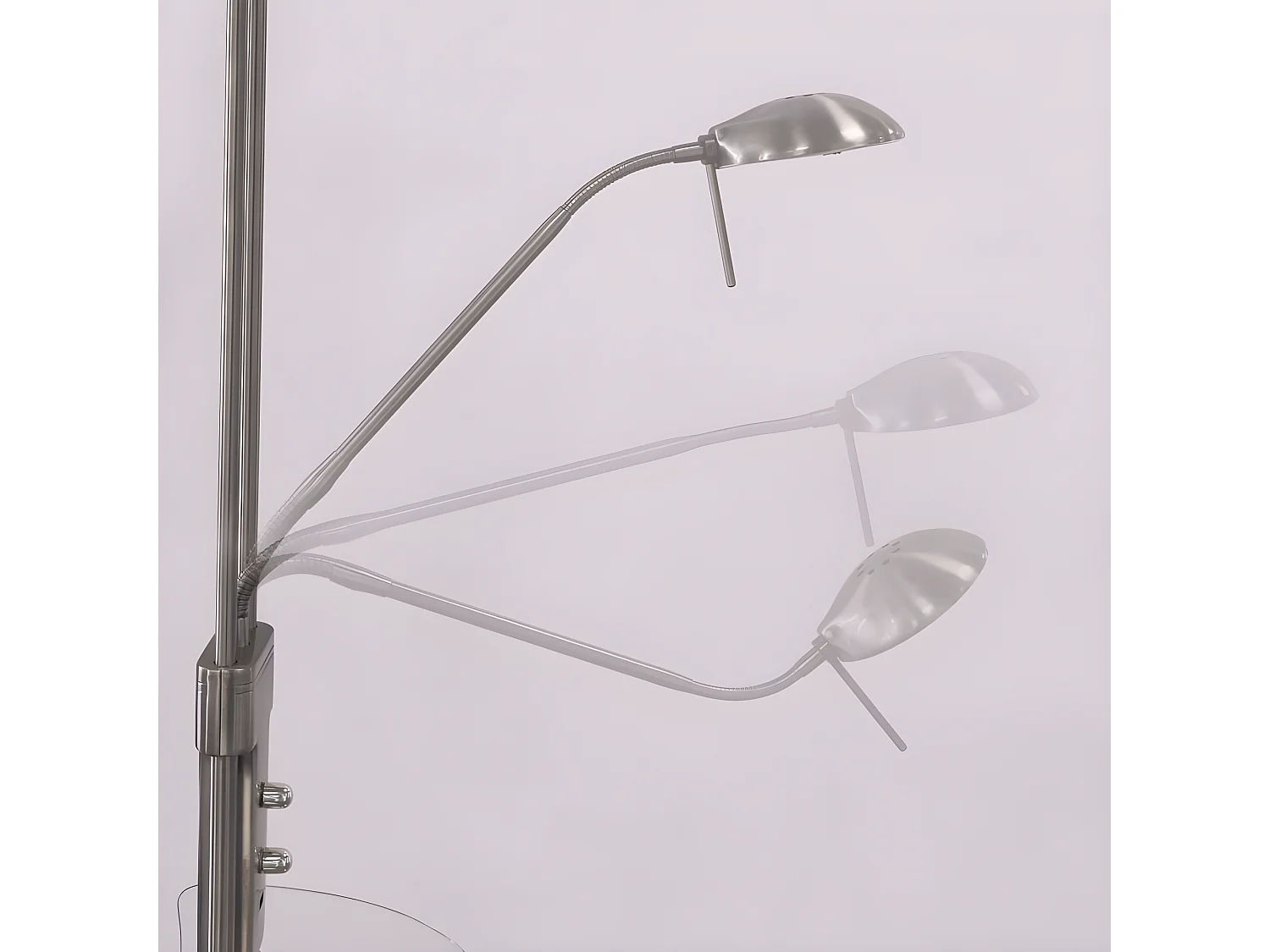 Lampada da terra a LED con mensola Olimpia e braccio lettura orientabile H180cm - Nichel