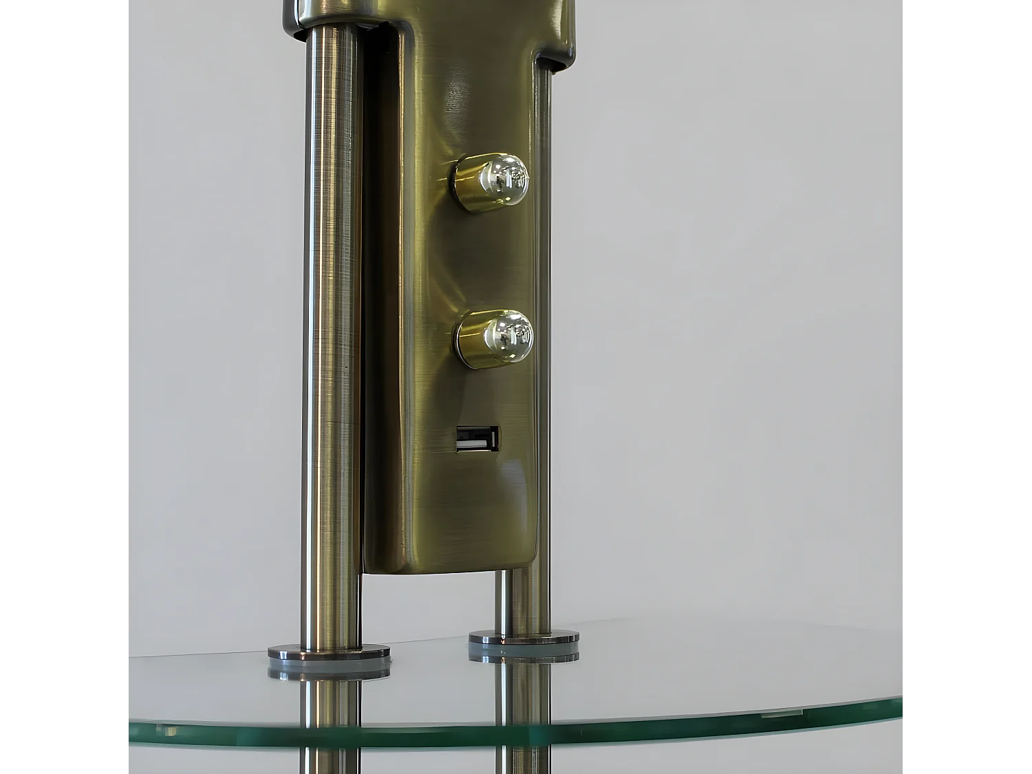 Lampadaire LED avec étagère Olimpia et bras de lecture orientable 18W+5W H180cm - Cuir