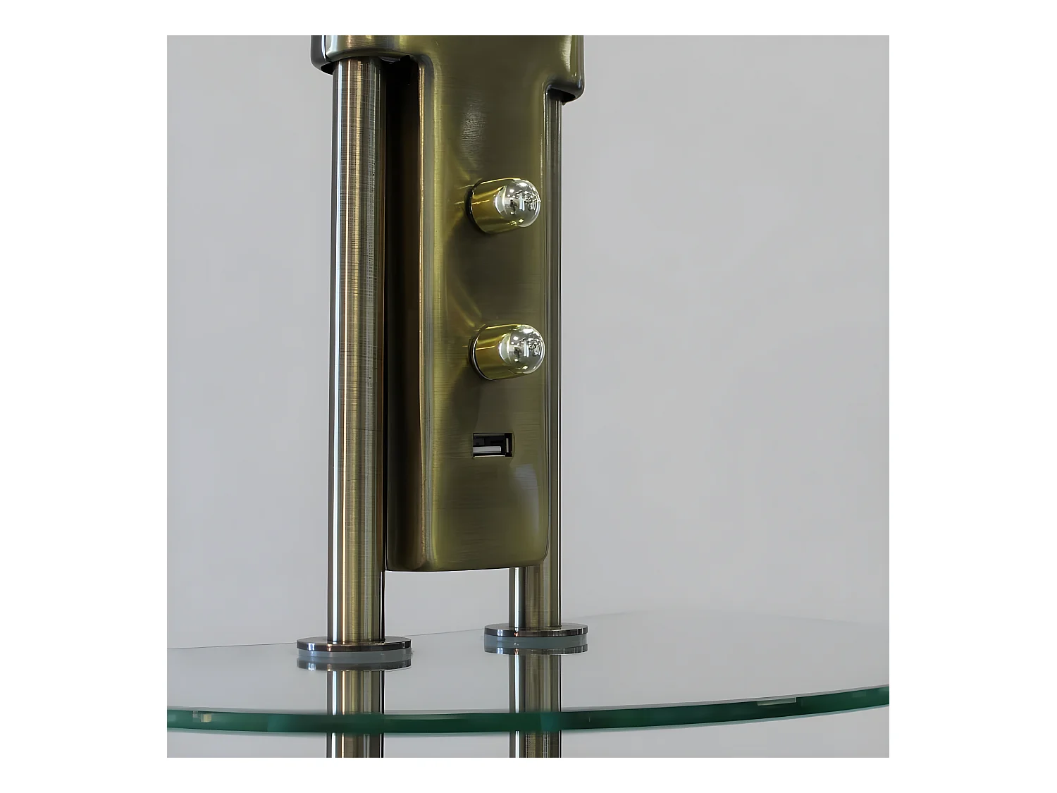 Lampadaire LED avec étagère Olimpia et bras de lecture orientable 18W+5W H180cm - Cuir