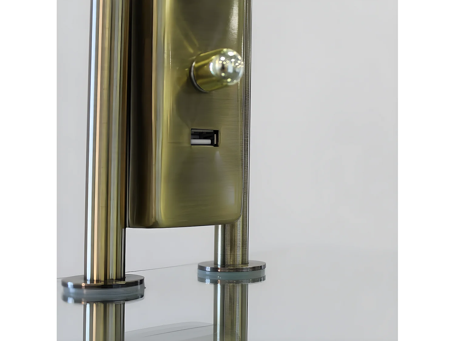 Lampadaire LED avec étagère Olimpia et bras de lecture orientable 18W+5W H180cm - Cuir