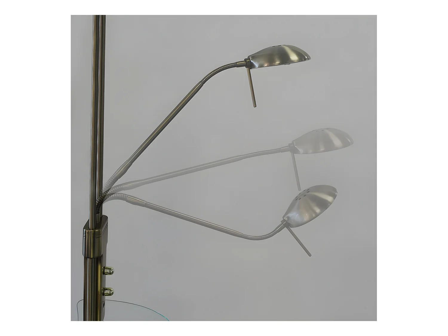 Lampadaire LED avec étagère Olimpia et bras de lecture orientable 18W+5W H180cm - Cuir