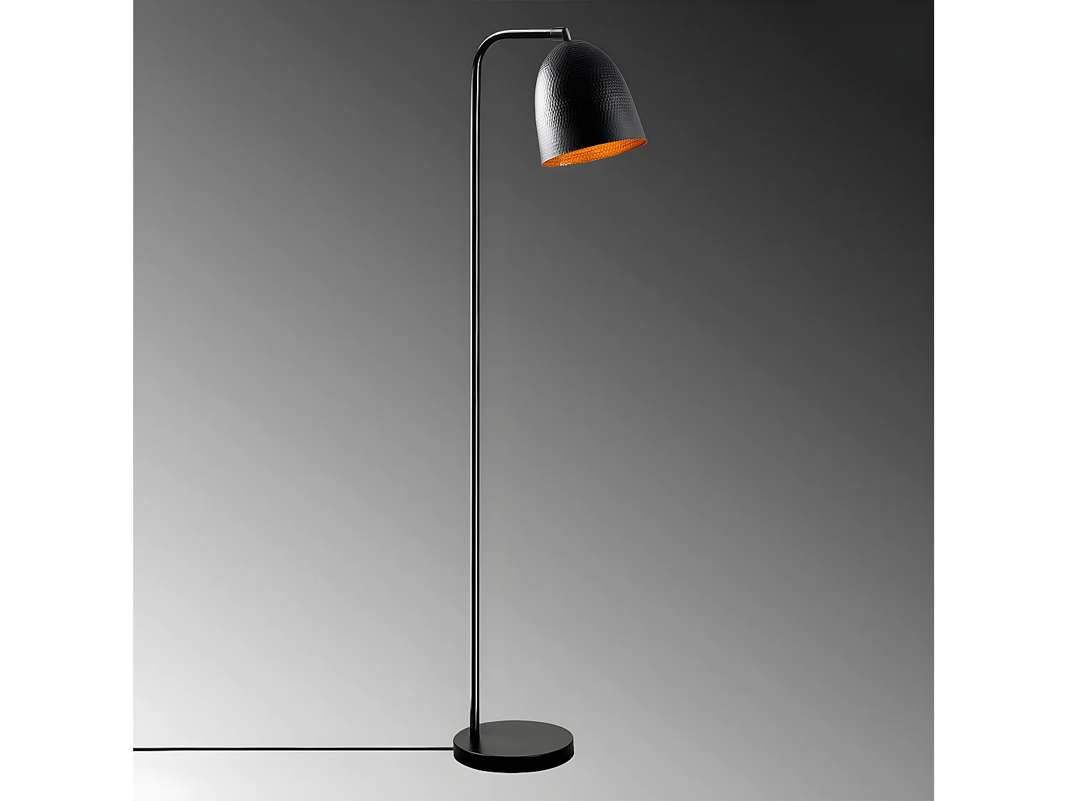 Stehleuchte Asney mit geprägtem Metalllampenschirm H120cm 1xE27 Metall - Schwarz