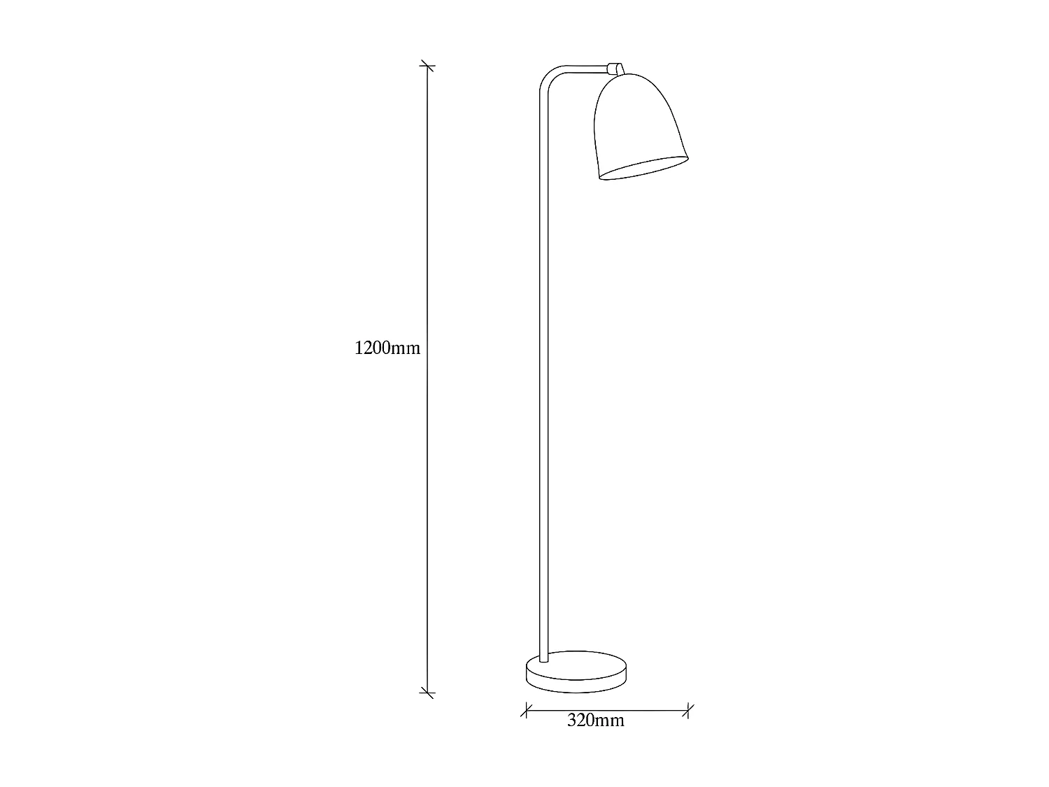 Lampadaire Asney avec abat-jour en métal gaufré H120cm 1xE27 Métal - Noir