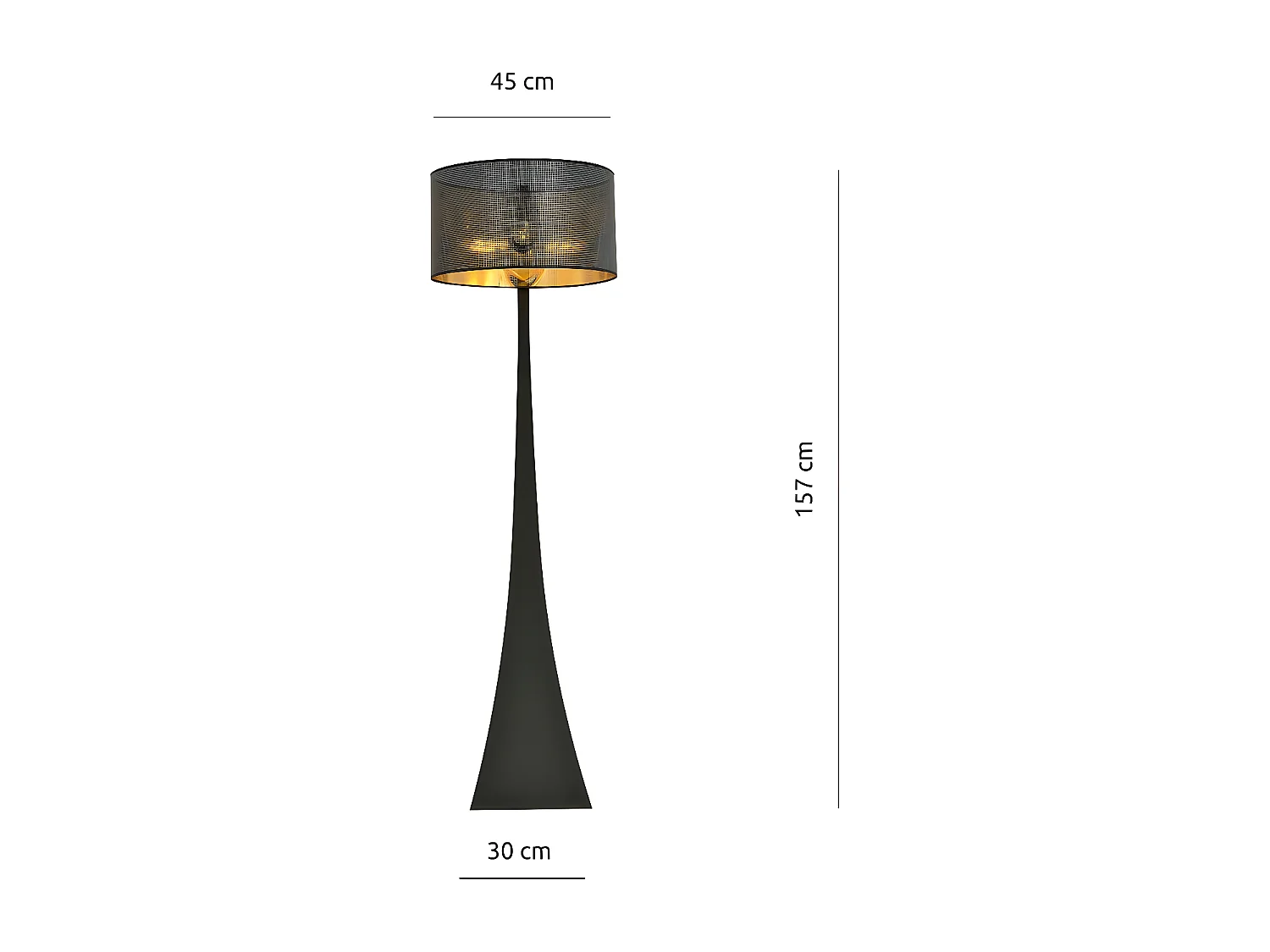 Stehleuchte Estela aus Metall mit Lampenschirm aus Stoff H157cm,1xE27 – Schwarz