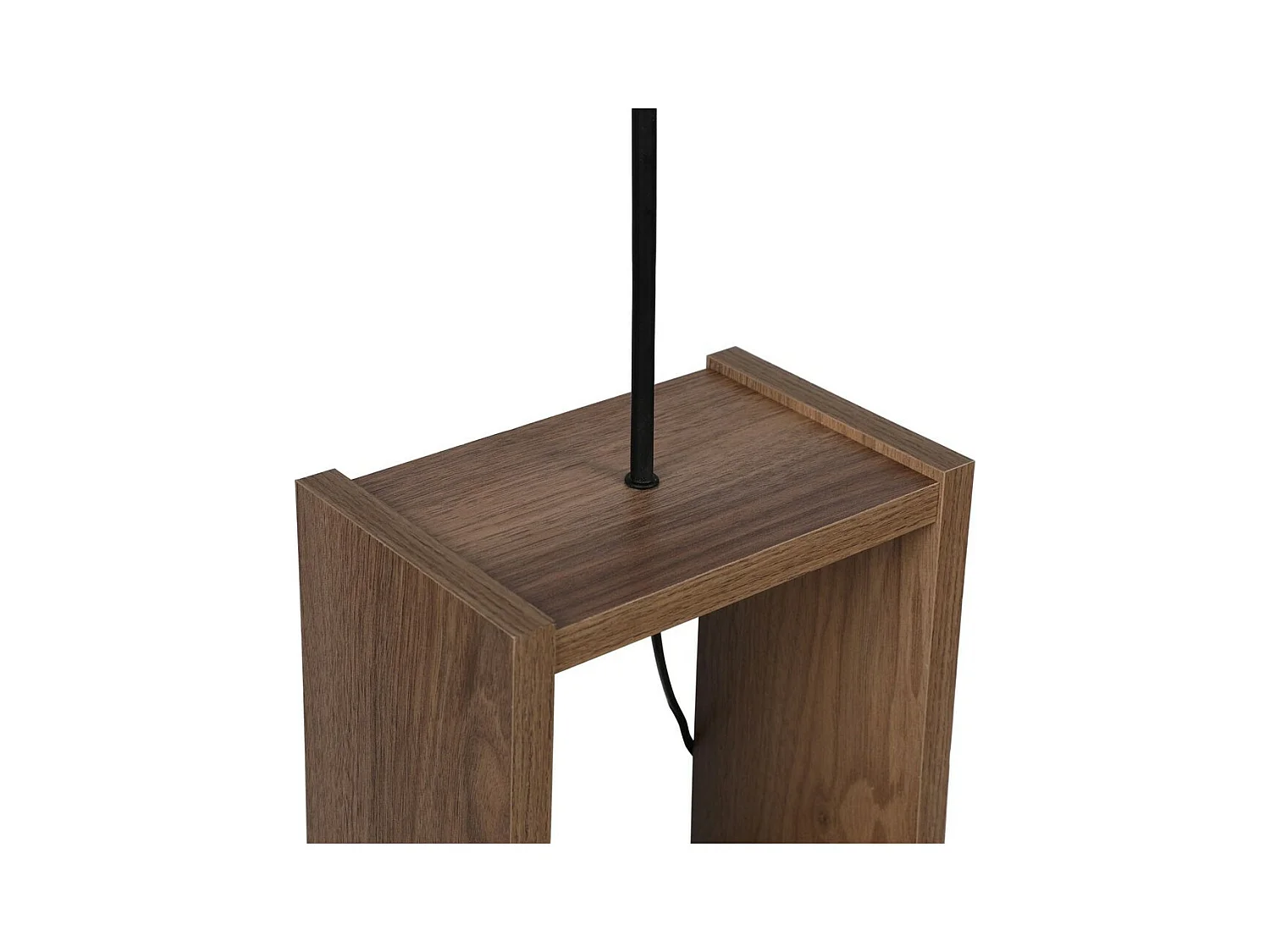 Stehlampe mit Holzregal Diero und Stofflampenschirm 1xE27 - Grau