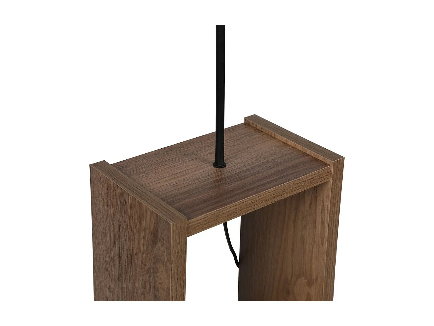 Vloerlamp met Diero houten plank en stoffen kap 1xE27 - Grijs