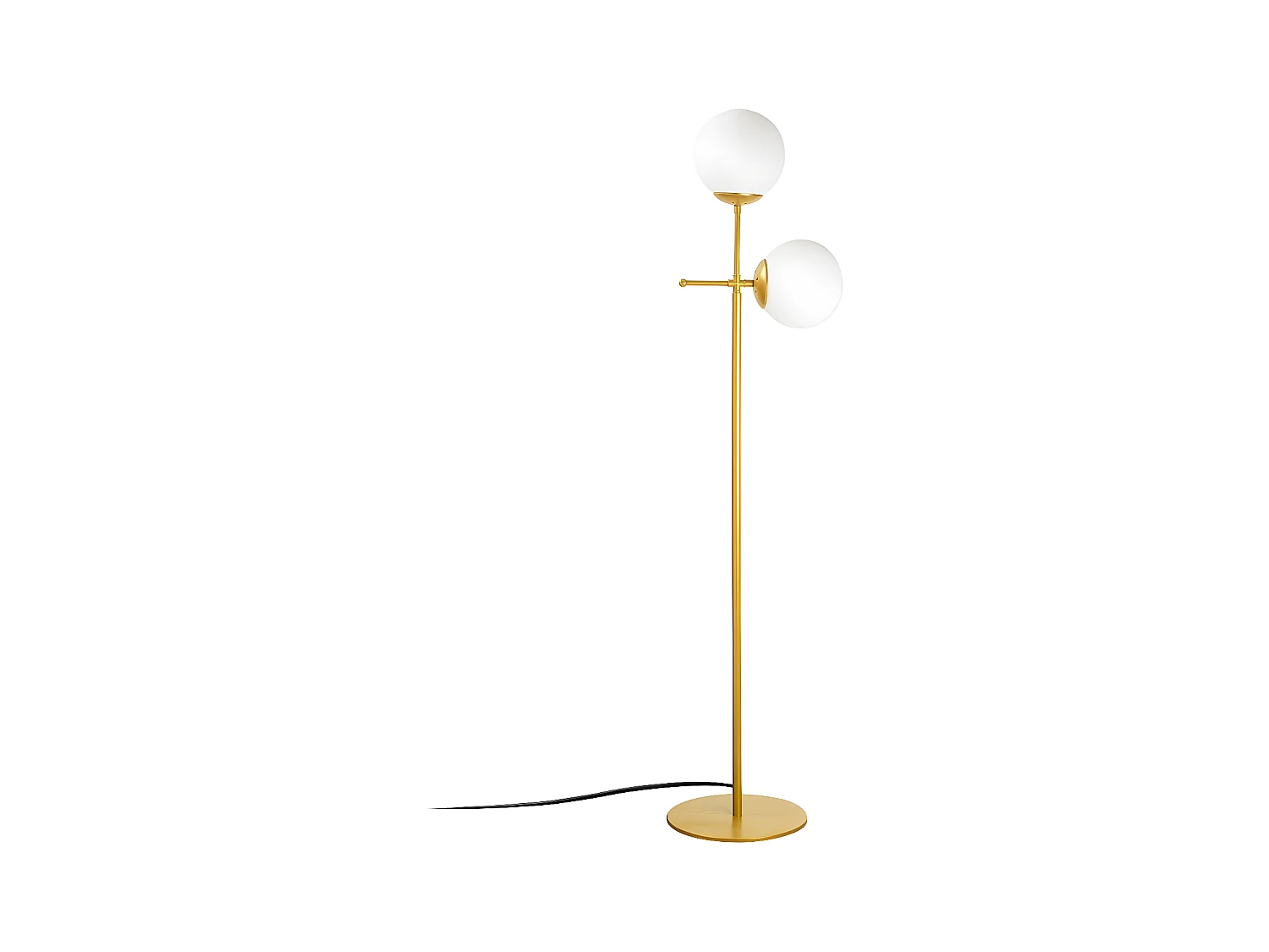 Garet vloerlamp met metalen structuur en 2 glazen bollen H174 cm 1xE27 - Goud