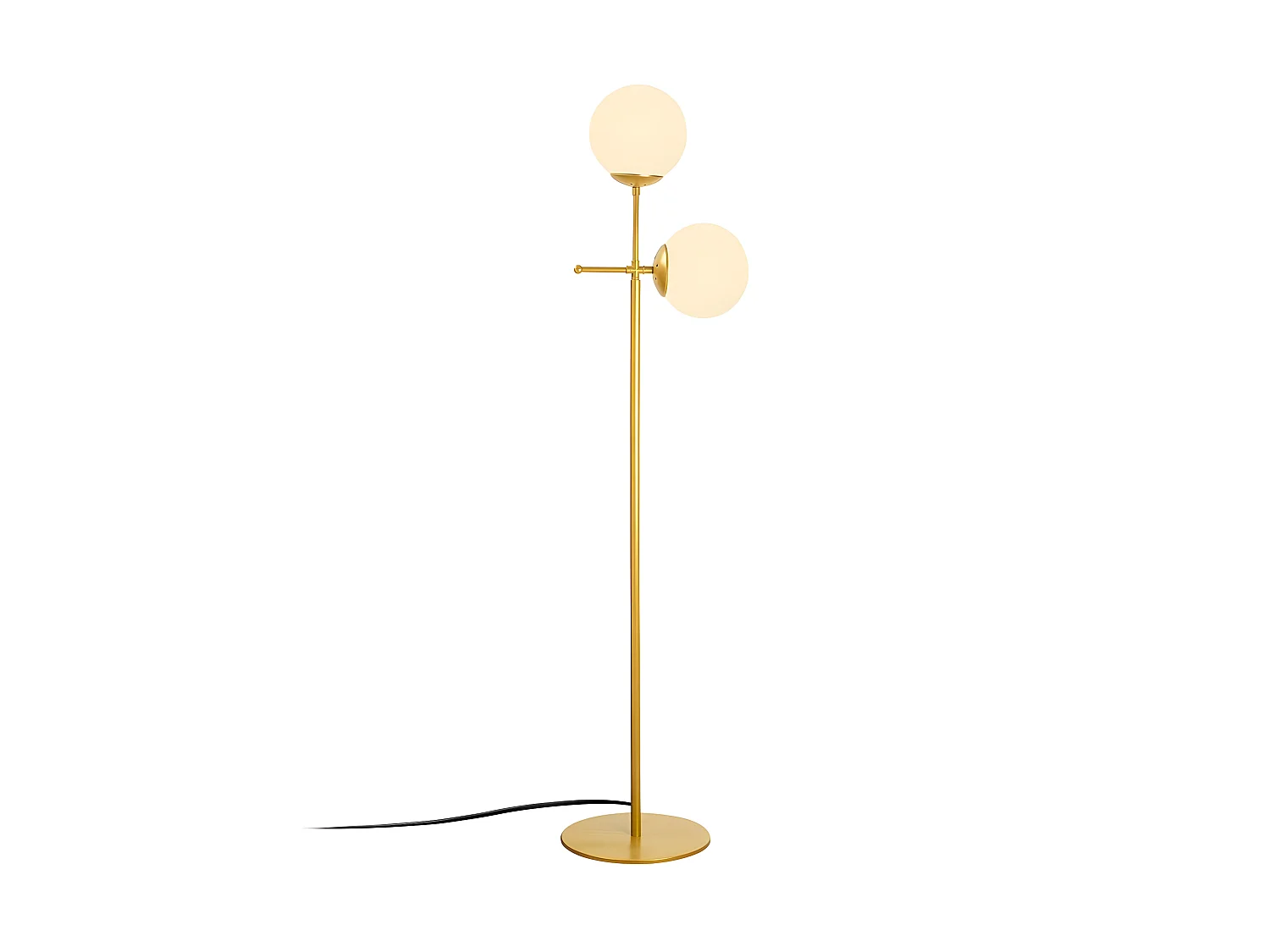 Garet vloerlamp met metalen structuur en 2 glazen bollen H174 cm 1xE27 - Goud