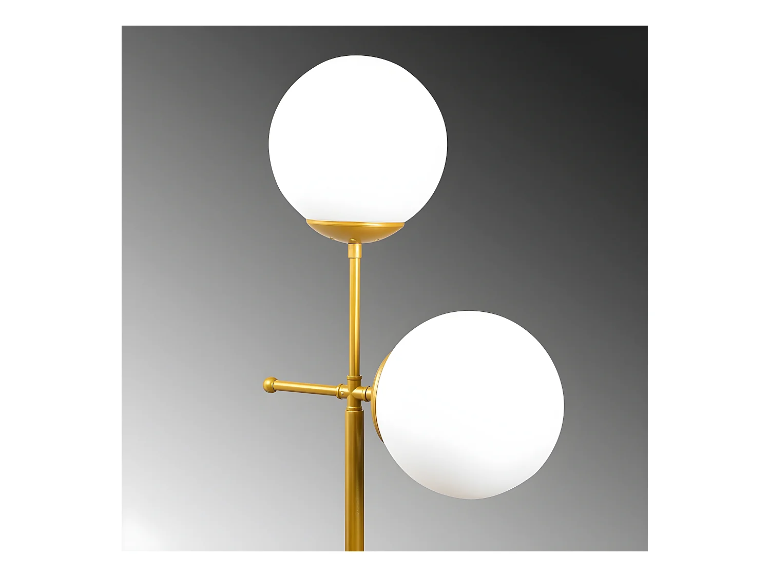 Garet vloerlamp met metalen structuur en 2 glazen bollen H174 cm 1xE27 - Goud
