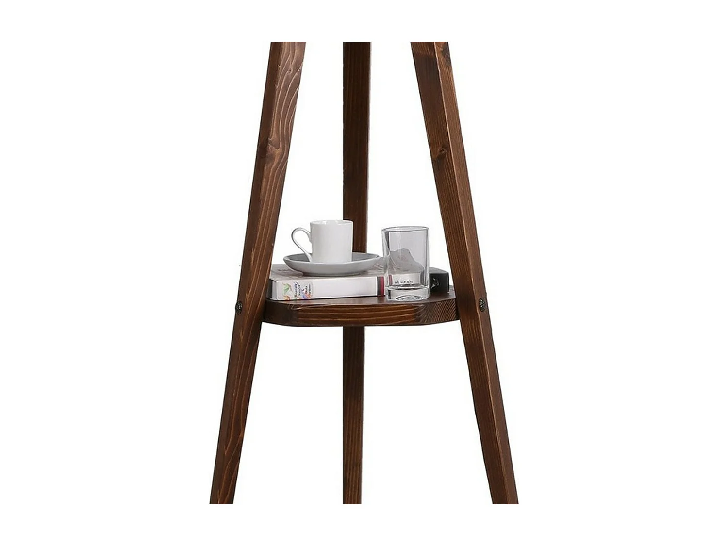 Lámpara con trípode y repisa de madera Grady y pantalla de tela H153cm 1xE27 - Rojo