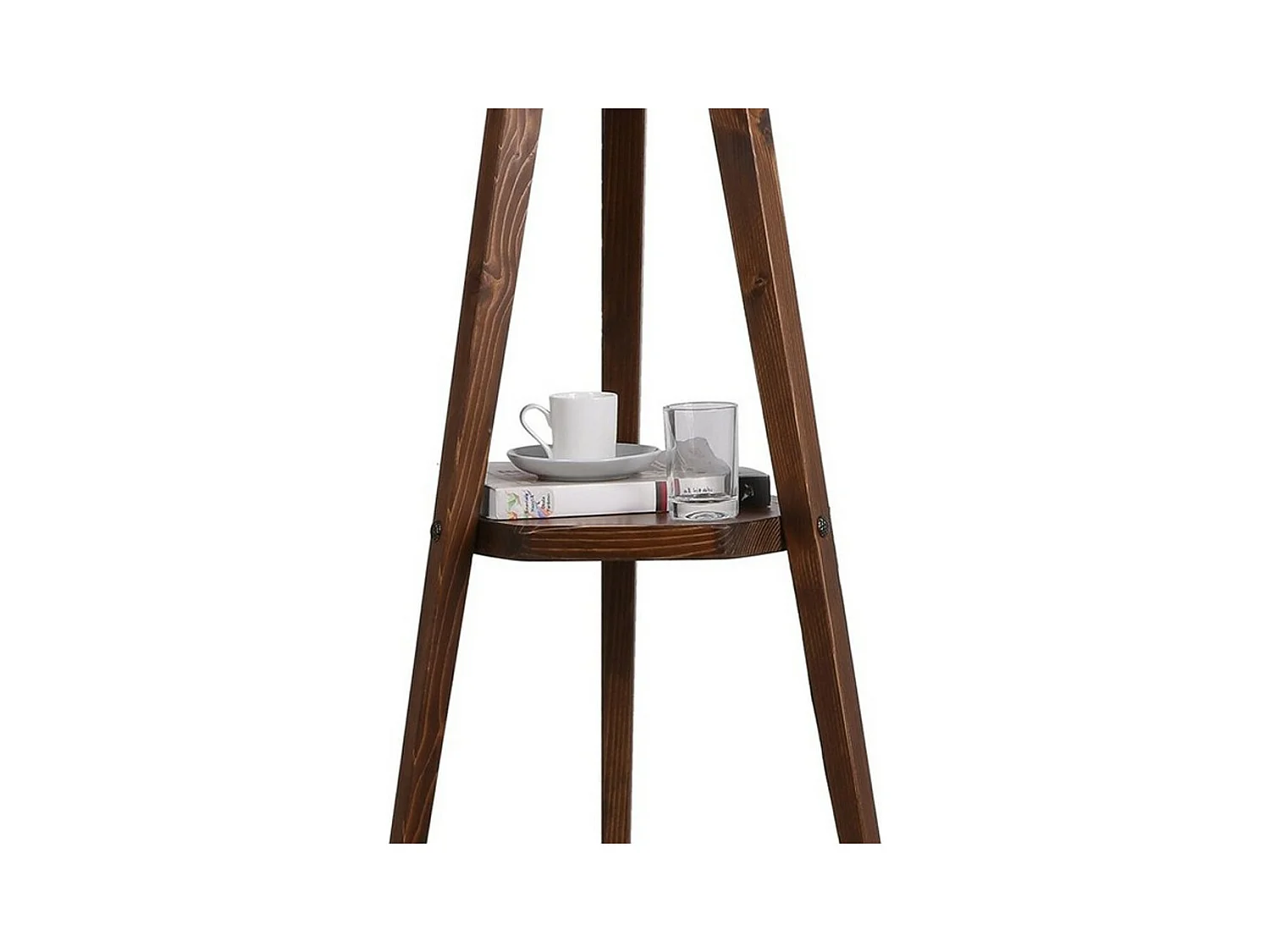 Stehleuchte mit Stativ und Holzregal Grady und Stofflampenschirm H153cm 1xE27 - Rot