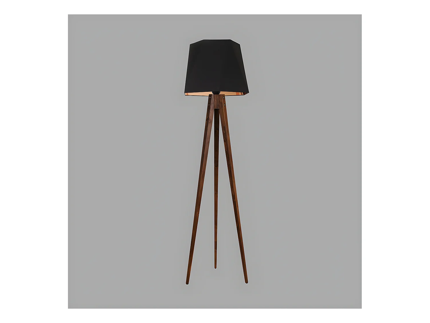 Vloerlamp Denver met houten statief en originele stoffen lampenkap H165cm 1xE27 - Zwart