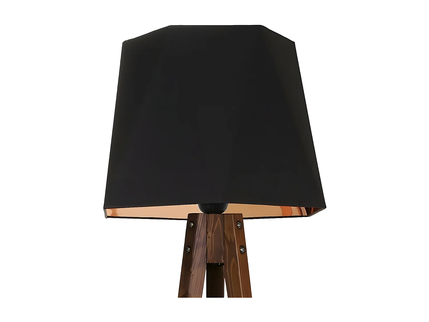 Denver houten driepoot lamp met originele stoffen kap H165cm 1xE27 - Zwart