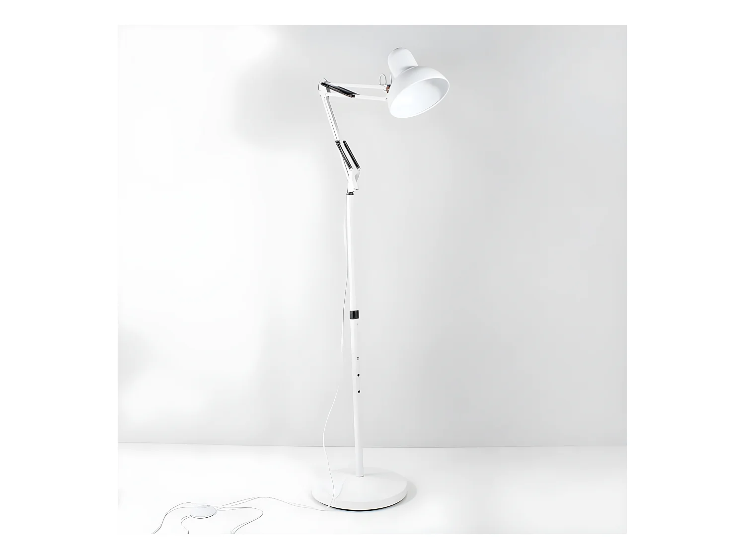 Lampada da terra snodabile Avati stile retrò vintage - Metallo 1xE27 - Bianco