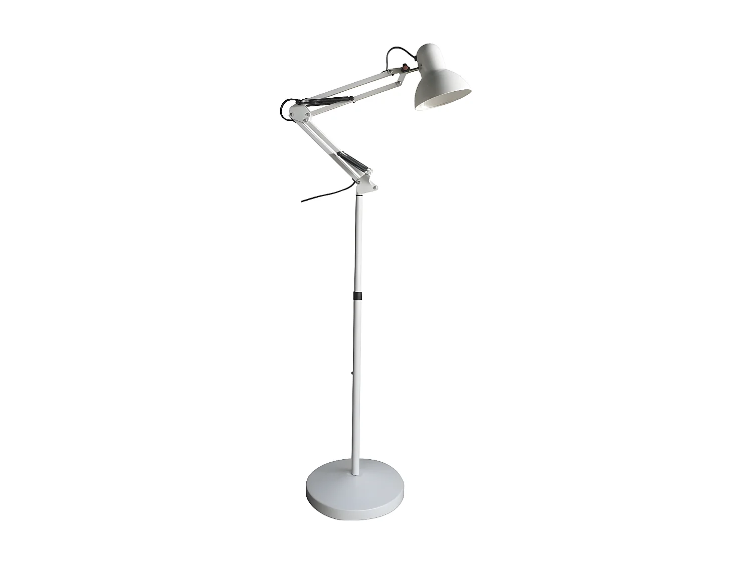 Avati retro vintage stijl scharnierende vloerlamp - Metaal 1xE27 - Wit