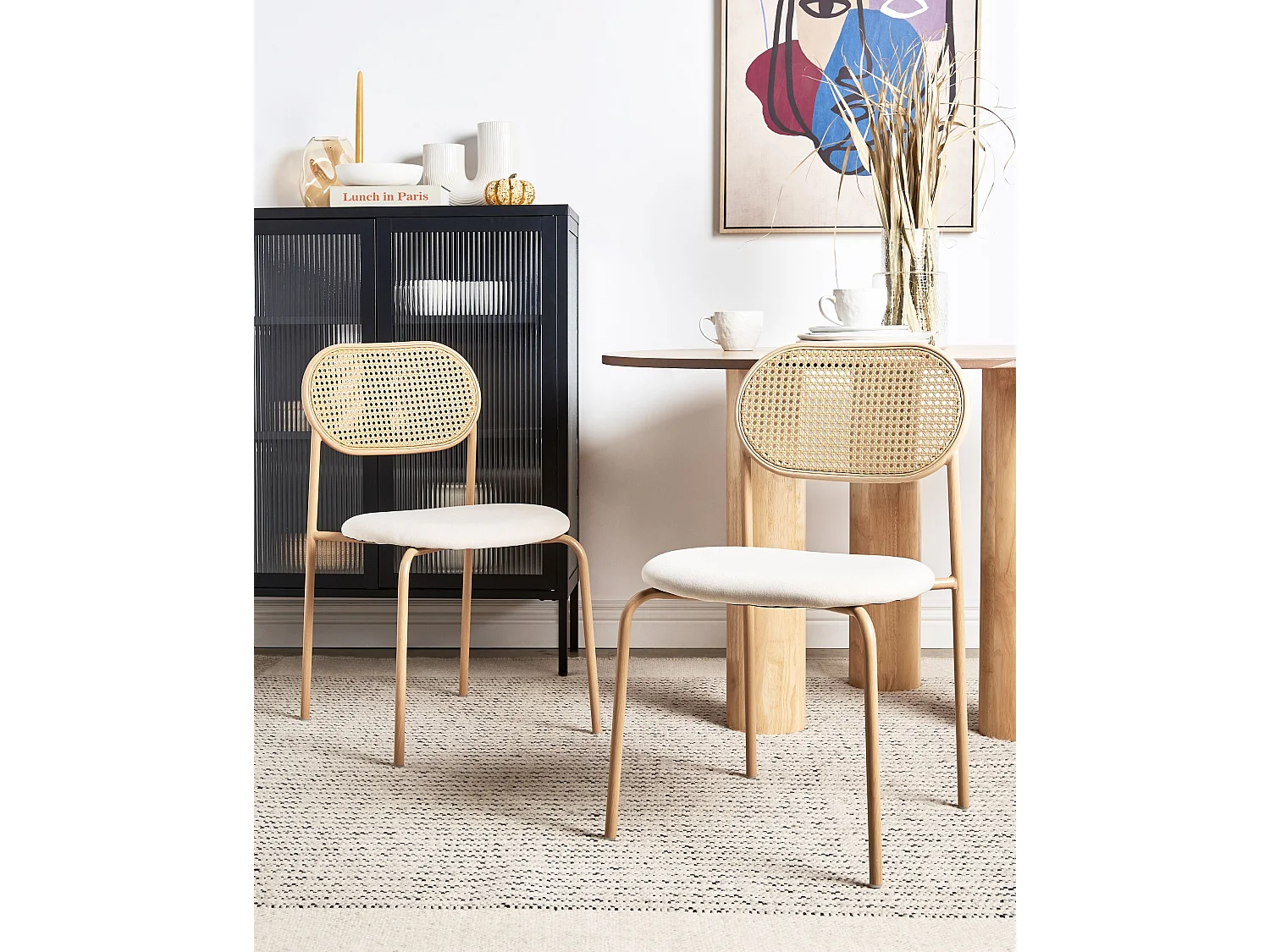 Lot de 2 chaises de salle à manger ADAVER Métal Marron clair